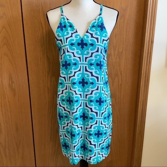 Annie Griffin Turquoise Silk Halter Dress Sz-S - Picture 1 of 4